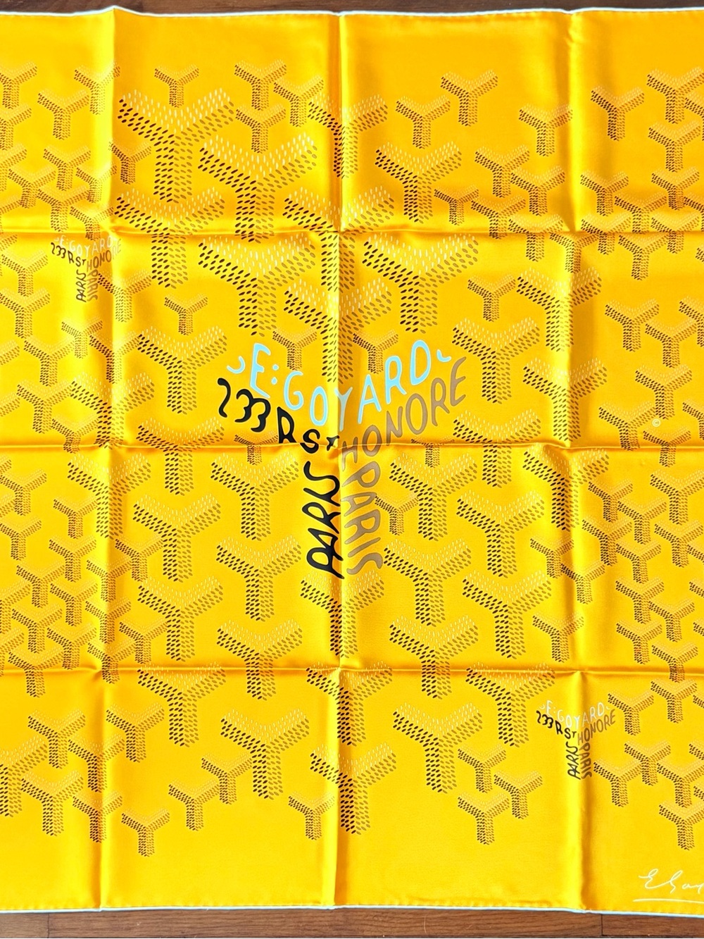 Goyard Yellow Chevron Signature Silk Scarf.